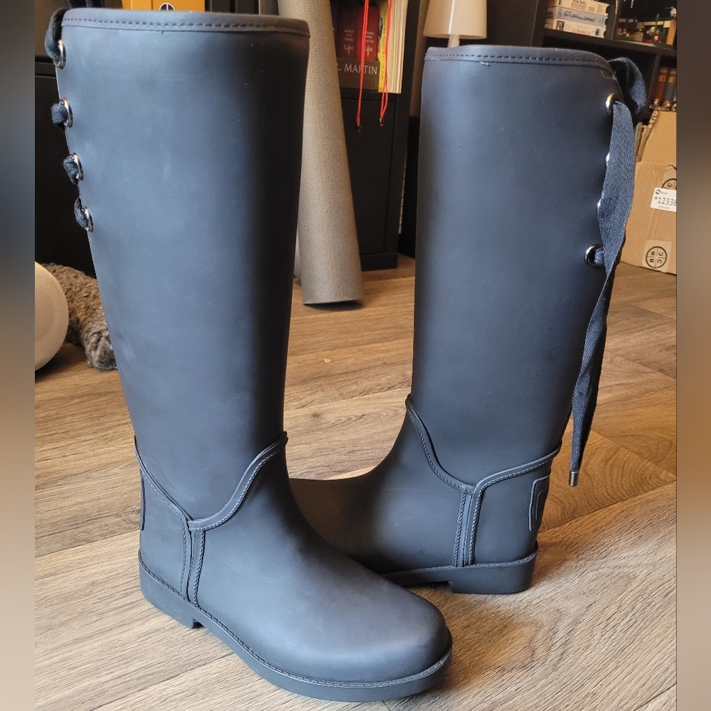 Coach Tristee Matte Black Rainboots 6